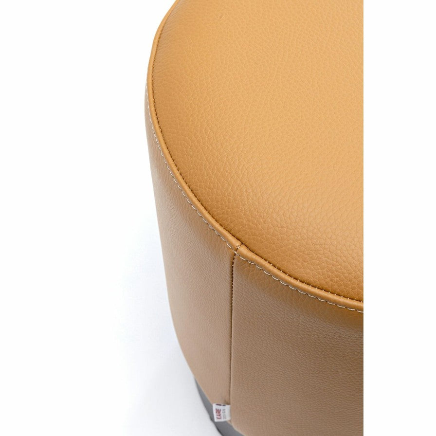 Stool Cherry Leather Brown Ø36cm