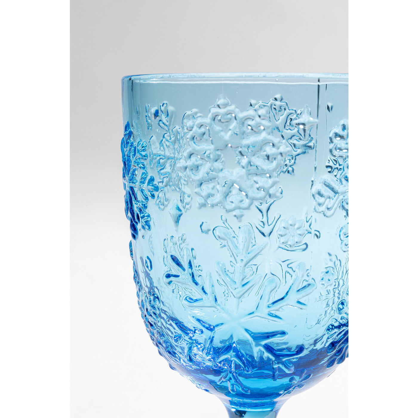 Wine Glass Ice Flowers Blue