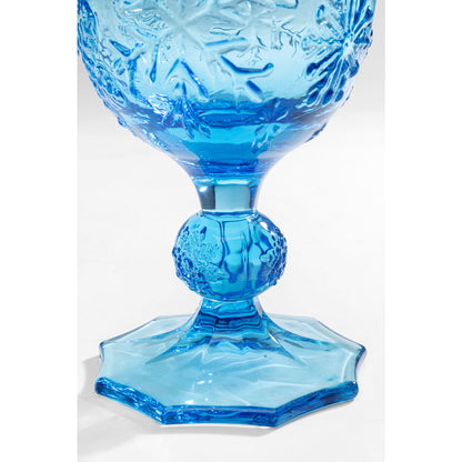 Wine Glass Ice Flowers Blue