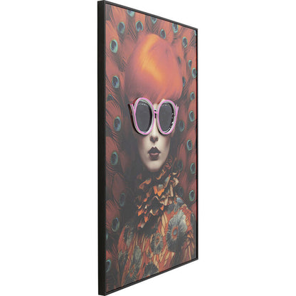 Framed Picture LED Fancy Red Lady 120x80cm