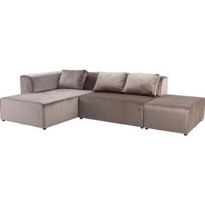 Corner Sofa Infinity Velvet Taupe Left