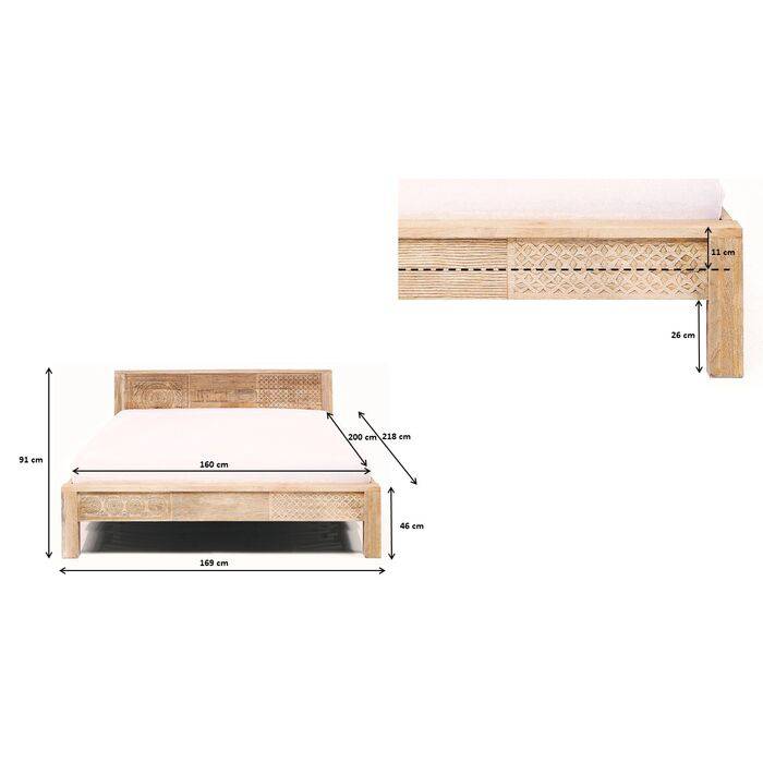 Wooden Bed Puro High 160x200 (66,54" * 85,83") - JULIA VENCE STORE