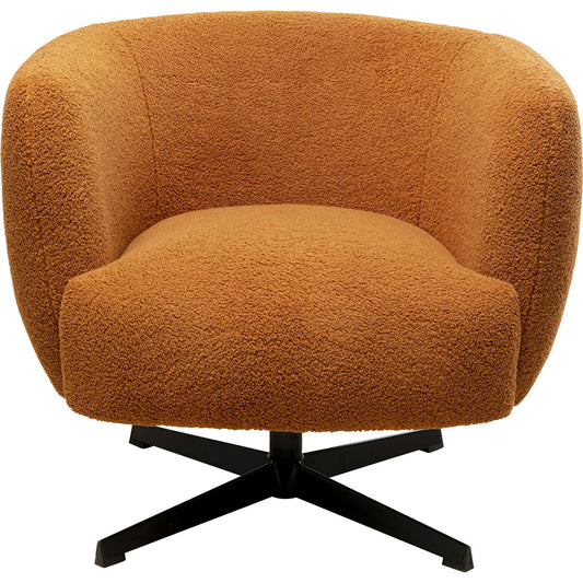 Swivel Armchair Peony Fuzzy Brown