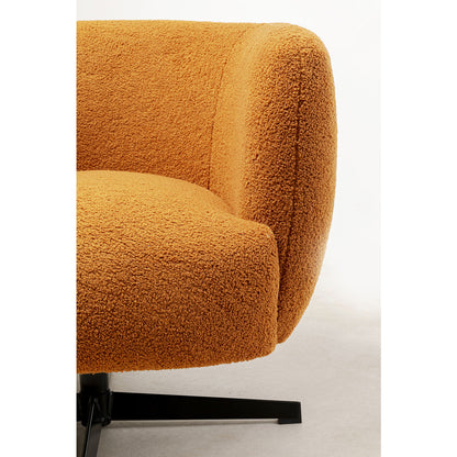 Swivel Armchair Peony Fuzzy Brown