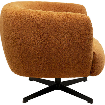 Swivel Armchair Peony Fuzzy Brown