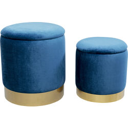 Stool Cherry Storage Blue Brass (2/Set)