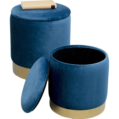 Stool Cherry Storage Blue Brass (2/Set)