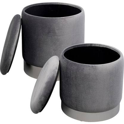 Stool Cherry Storage Grey Silver (2/Set)