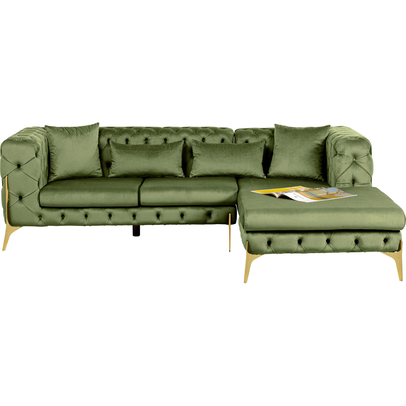 Corner Sofa Bellissima Velvet Green Right 240x180