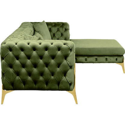 Corner Sofa Bellissima Velvet Green Right 240x180