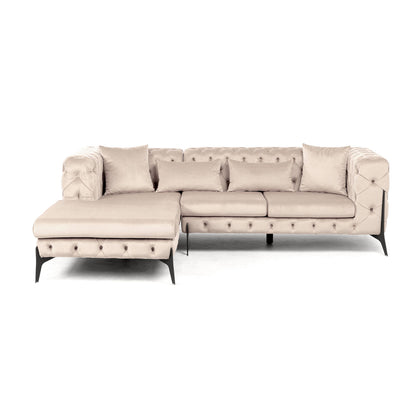 Corner Sofa Bellissima Velvet Taupe Left 180x240cm