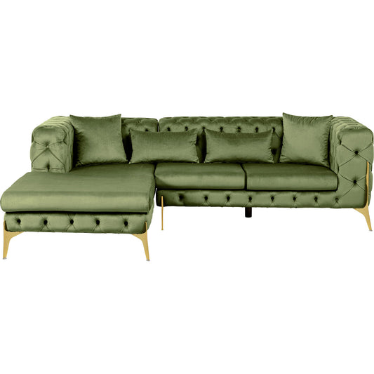 Corner Sofa Bellissima Velvet Green Left 180x240cm