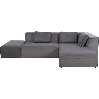 Grey Corner Sofa with Ottoman 