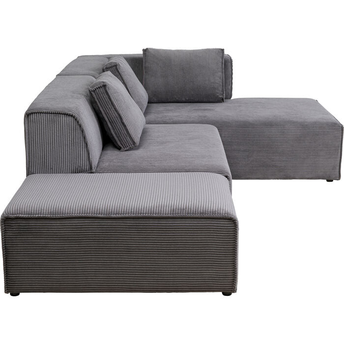 Grey Corner Sofa with Ottoman 