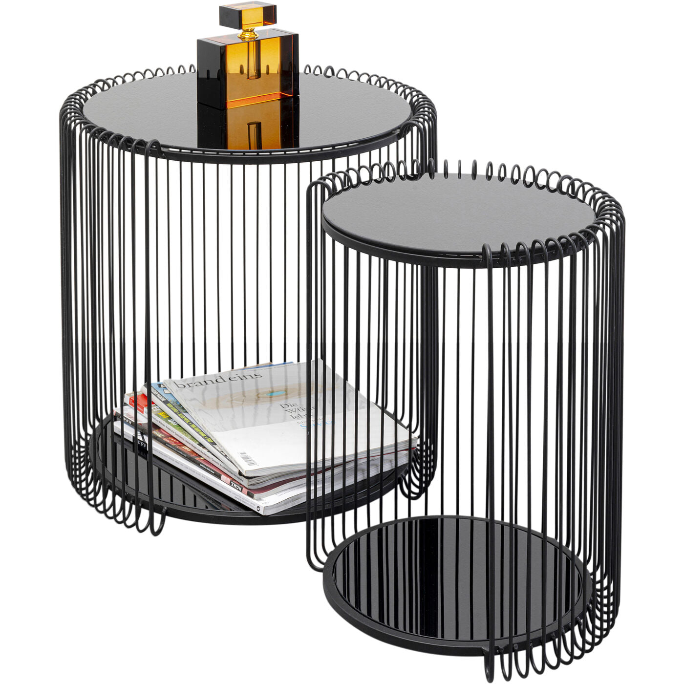 Side Table Wire Cut Out Black Ø45cm (2/Set)