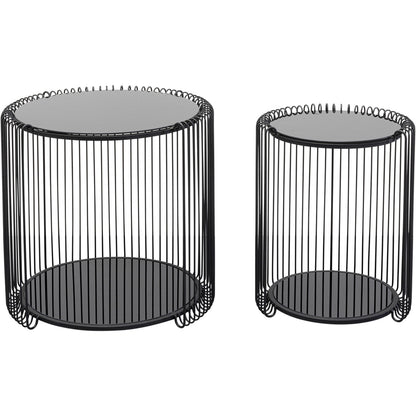 Side Table Wire Cut Out Black Ø45cm (2/Set)