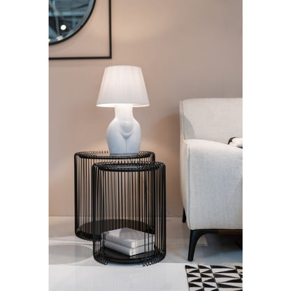 Side Table Wire Cut Out Black Ø45cm (2/Set)