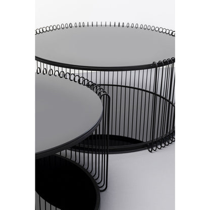 Coffee Table Wire Cut Out Black (2/Set)