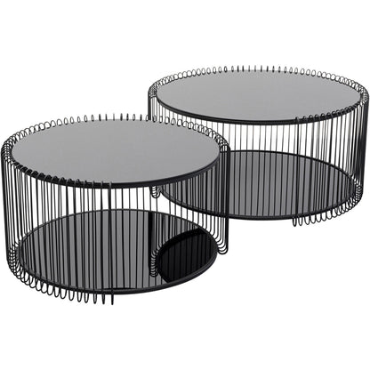 Coffee Table Wire Cut Out Black (2/Set)