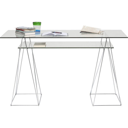 Desk Polar Chrome 8 mm tempered glass - JULIA VENCE STORE