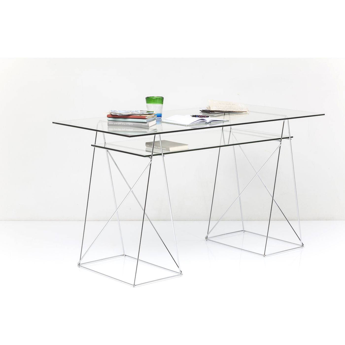 Desk Polar Chrome 8 mm tempered glass - JULIA VENCE STORE