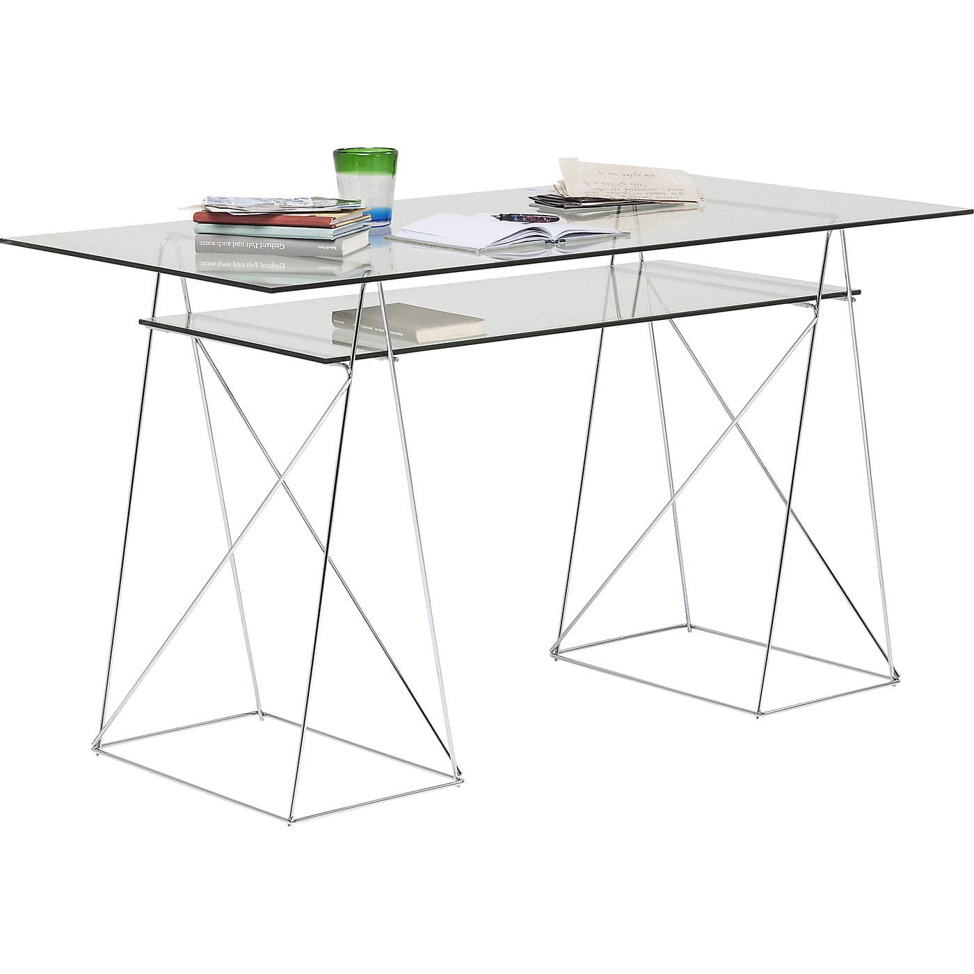 Desk Polar Chrome 8 mm tempered glass - JULIA VENCE STORE