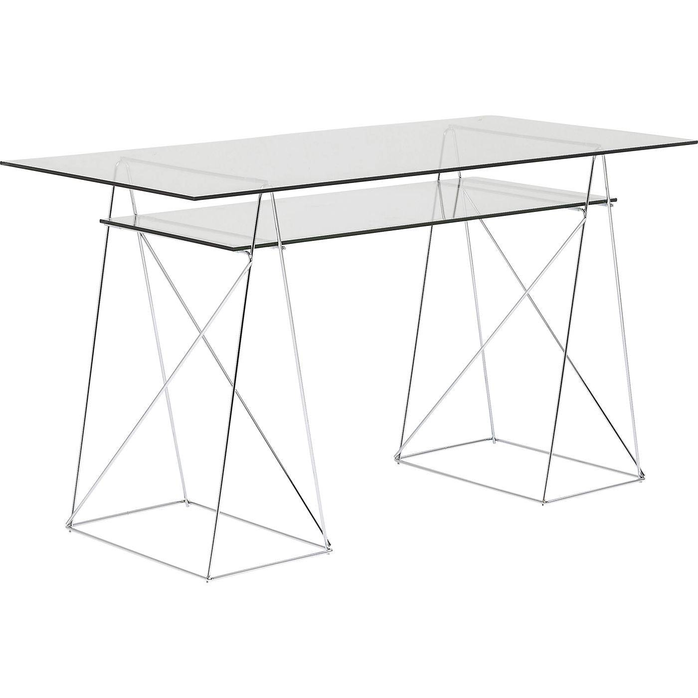 Desk Polar Chrome 8 mm tempered glass - JULIA VENCE STORE