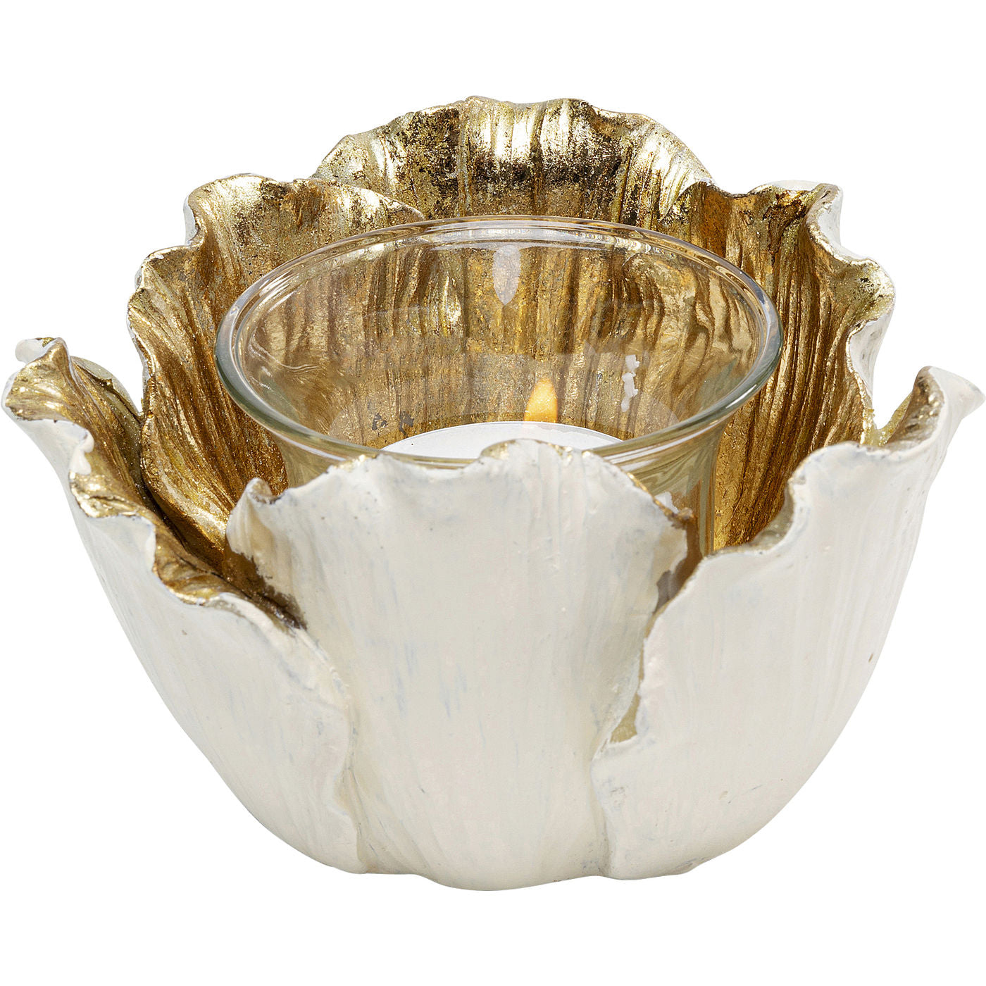 Tealight Holder Flower Bloom Creme Gold 10 - JULIA VENCE STORE