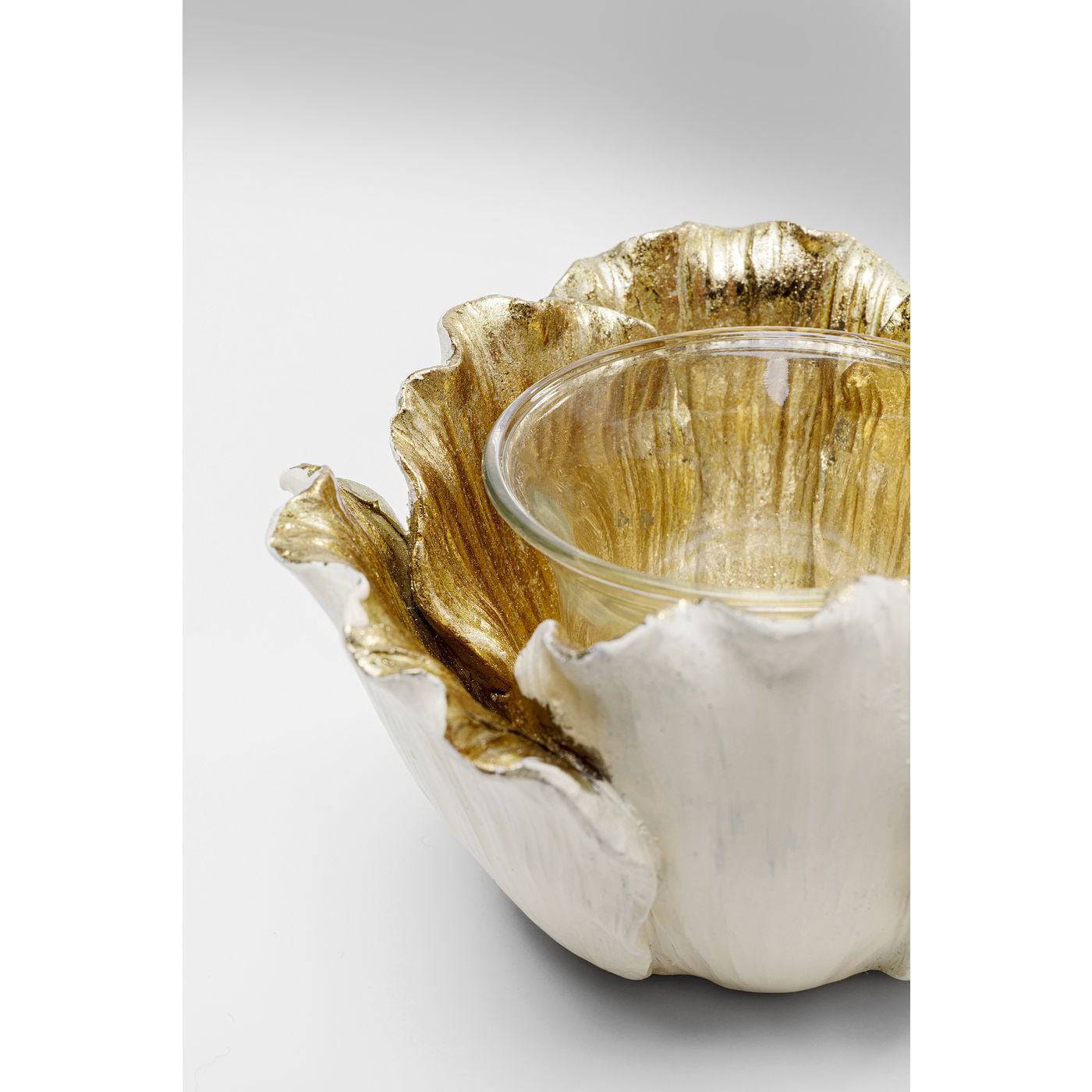 Tealight Holder Flower Bloom Creme Gold 10 - JULIA VENCE STORE