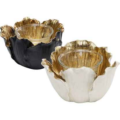 Tealight Holder Flower Bloom Creme Gold 10 - JULIA VENCE STORE