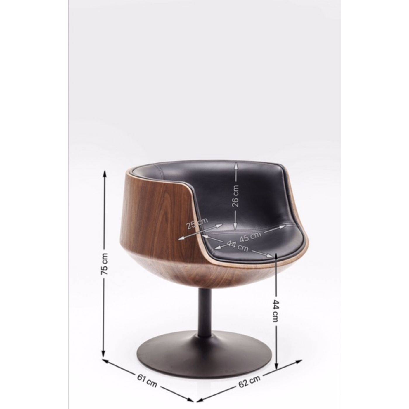 Swivel Armchair Club Walnut - JULIA VENCE STORE