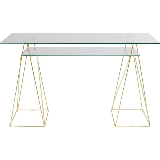 Desk Polar Brass Matt 8mm Tempered Glass - JULIA VENCE STORE