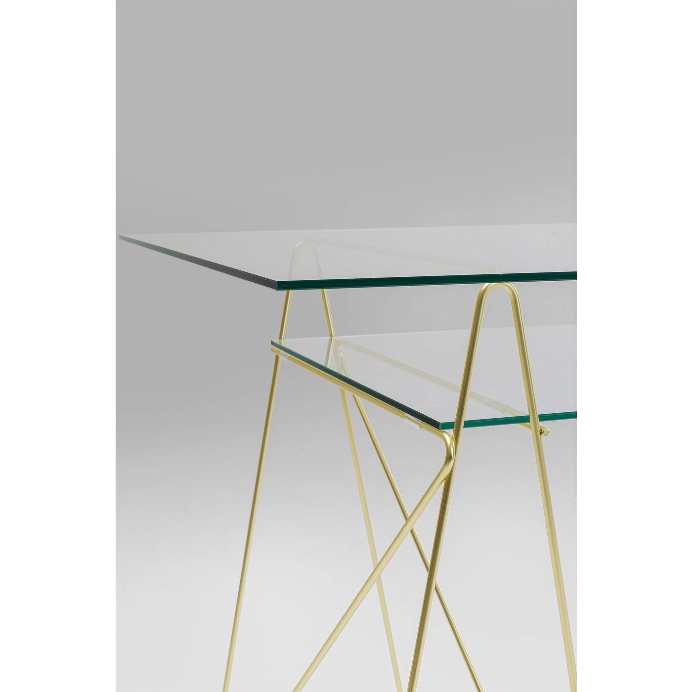 Desk Polar Brass Matt 8mm Tempered Glass - JULIA VENCE STORE