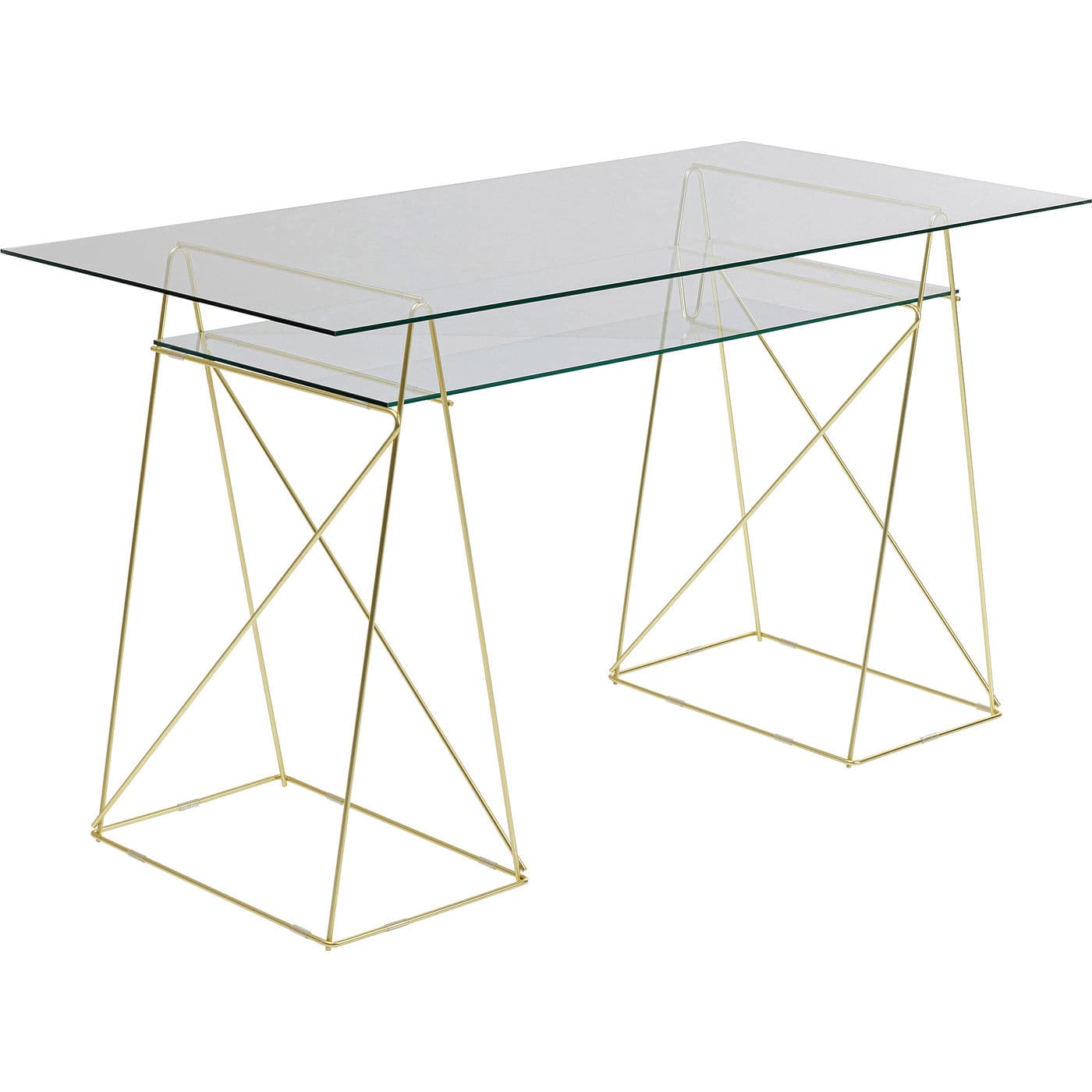 Desk Polar Brass Matt 8mm Tempered Glass - JULIA VENCE STORE