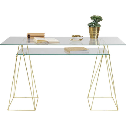 Desk Polar Brass Matt 8mm Tempered Glass - JULIA VENCE STORE