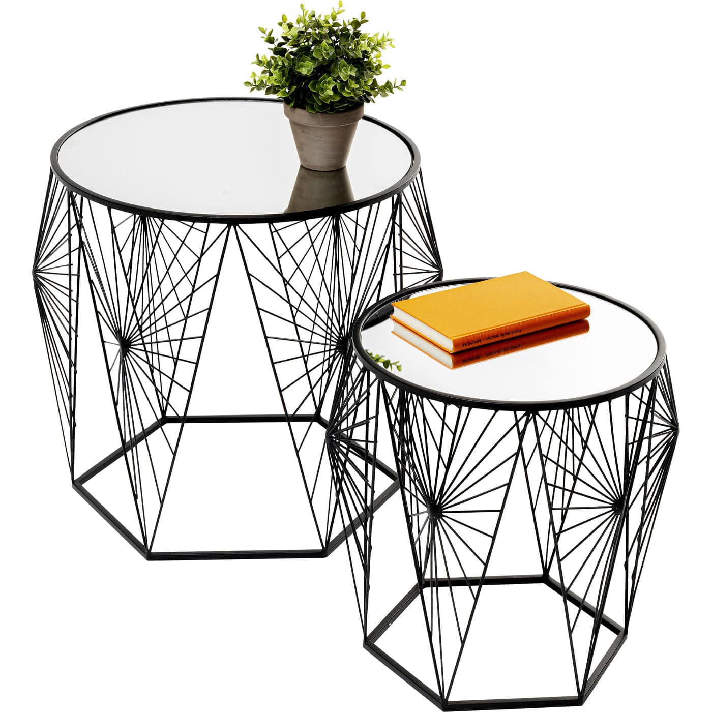 side table cobweb black 2 set - JULIA VENCE STORE