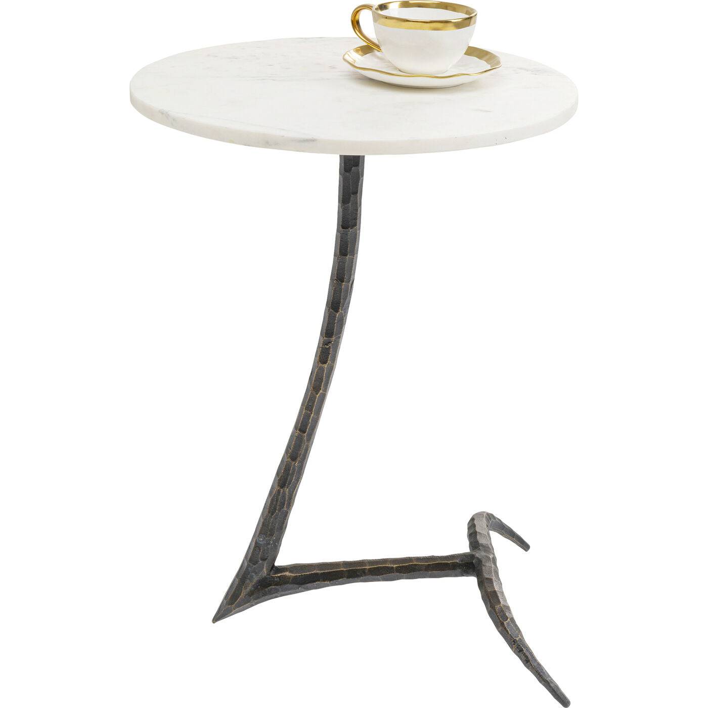 Side Table White Marble Brass