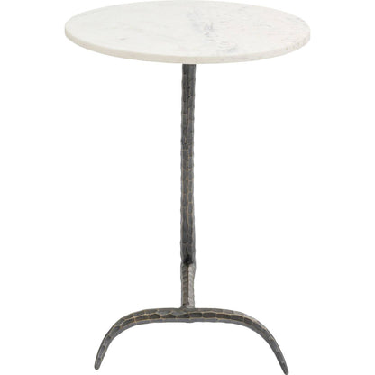 Side Table White Marble Brass