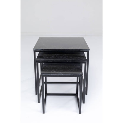 Side Table Key West Marble Black 3 Set - JULIA VENCE STORE