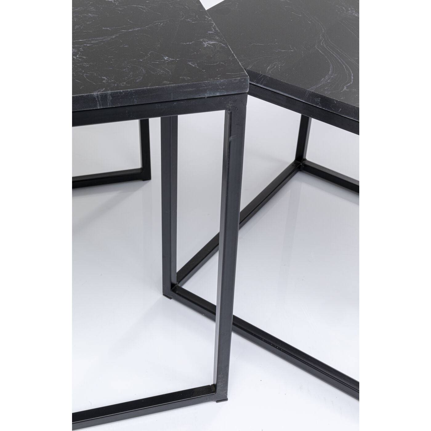 Side Table Key West Marble Black 3 Set - JULIA VENCE STORE