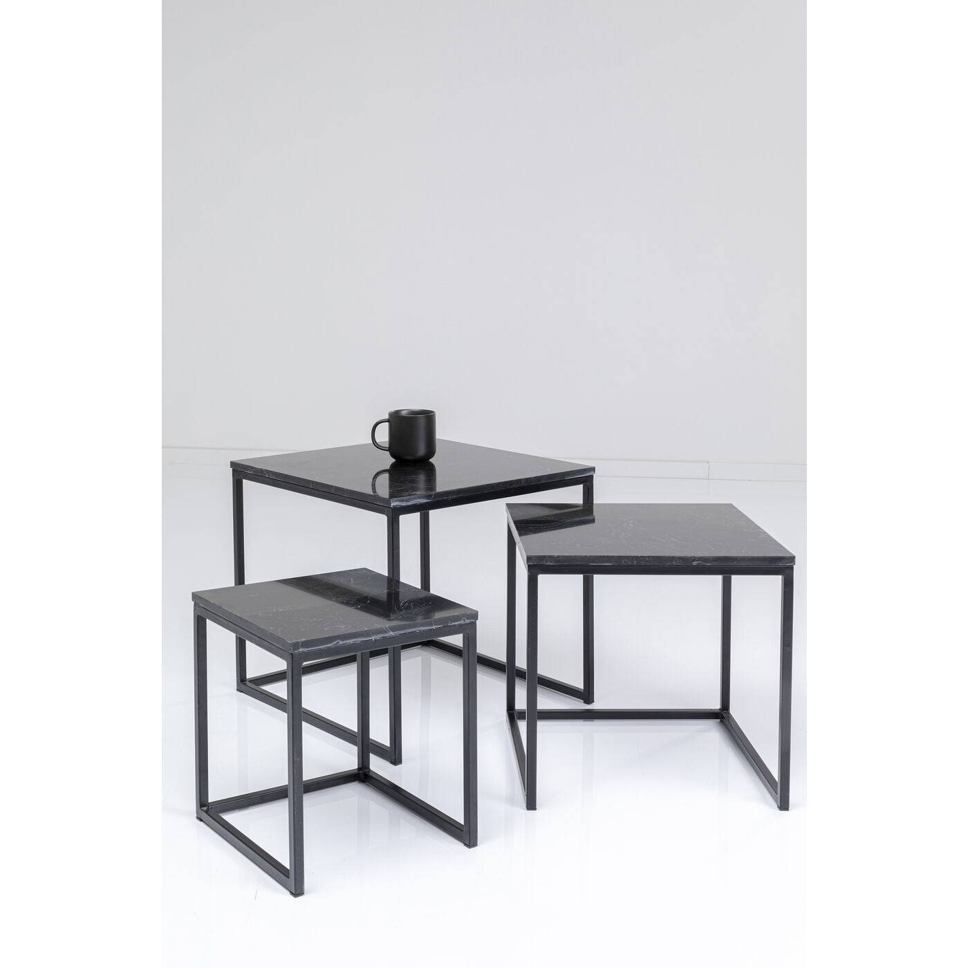 Side Table Key West Marble Black 3 Set - JULIA VENCE STORE