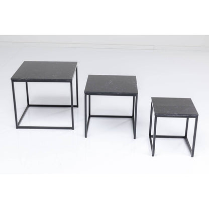 Side Table Key West Marble Black 3 Set - JULIA VENCE STORE