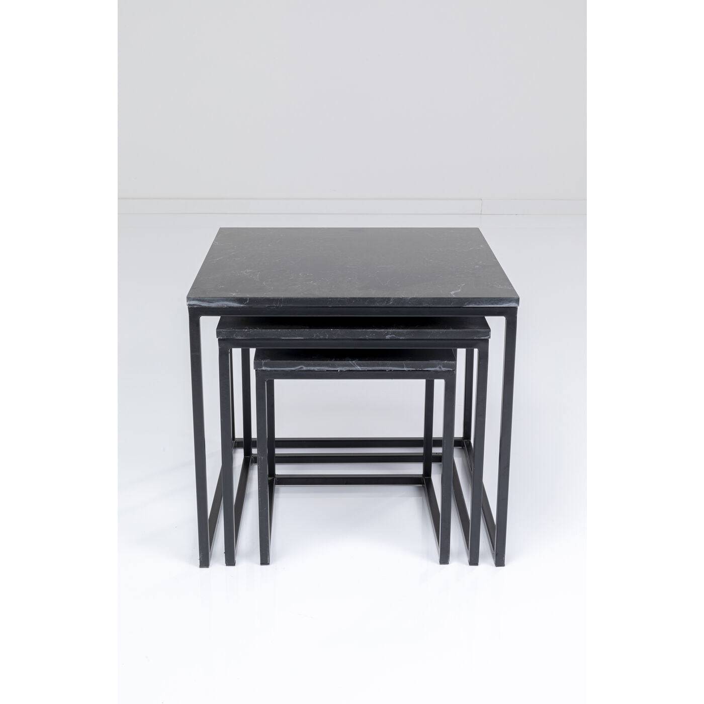 Side Table Key West Marble Black 3 Set - JULIA VENCE STORE