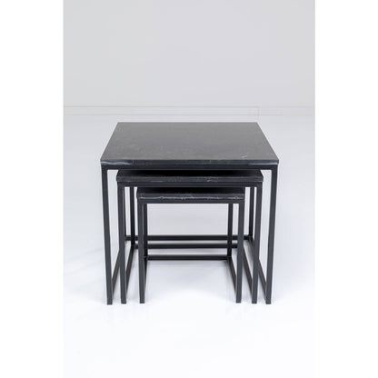 Side Table Key West Marble Black 3 Set - JULIA VENCE STORE