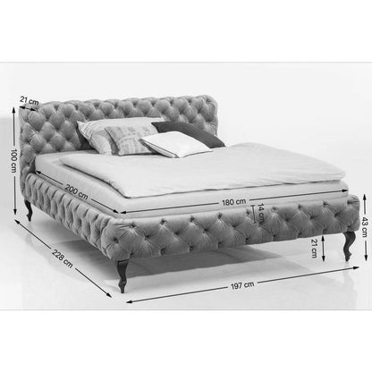 Bed Desire Velvet Silver Grey 180x200 cm - JULIA VENCE STORE