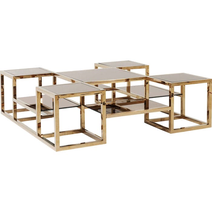 Coffee Table Steps Gold 120x120cm - JULIA VENCE STORE