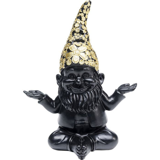 Deco Figurine Gnome Meditation Black Gold 19cm - JULIA VENCE STORE