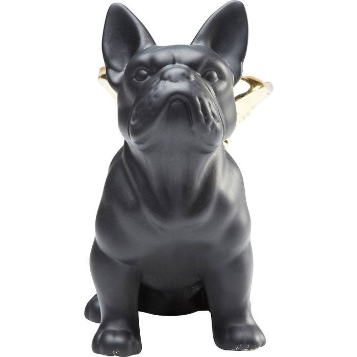 Deco Figurine Sitting Angel Dog Gold-Black - JULIA VENCE STORE