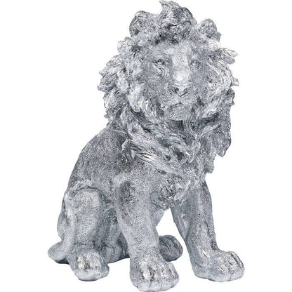 Deco Figurine Sitting Lion Silver 42cm - JULIA VENCE STORE