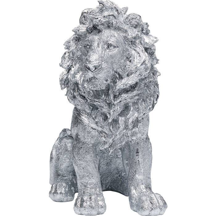 Deco Figurine Sitting Lion Silver 42cm - JULIA VENCE STORE